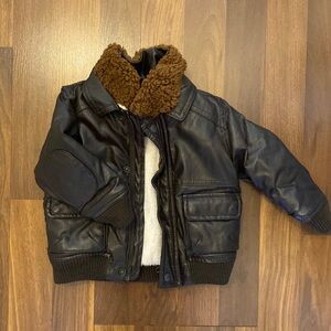 Infant faux leather bomber jacket